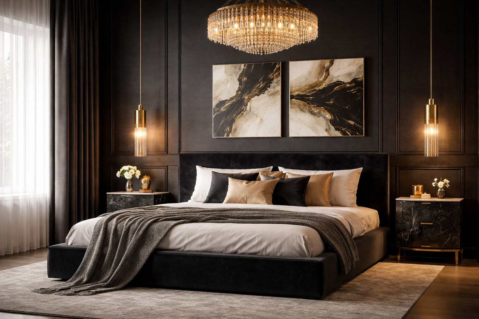 black & gold accents