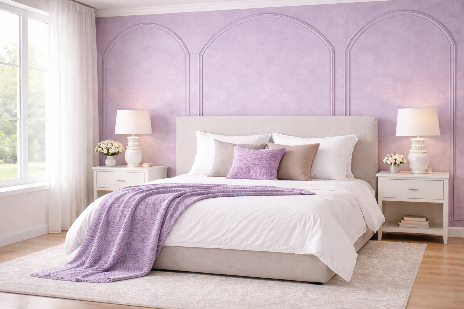 lavender bedroom wall colour combination