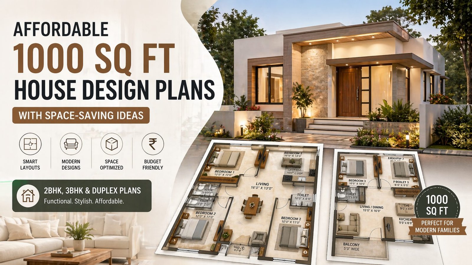 Affordable 1000 Sq Ft House Design Plans with Space-Saving