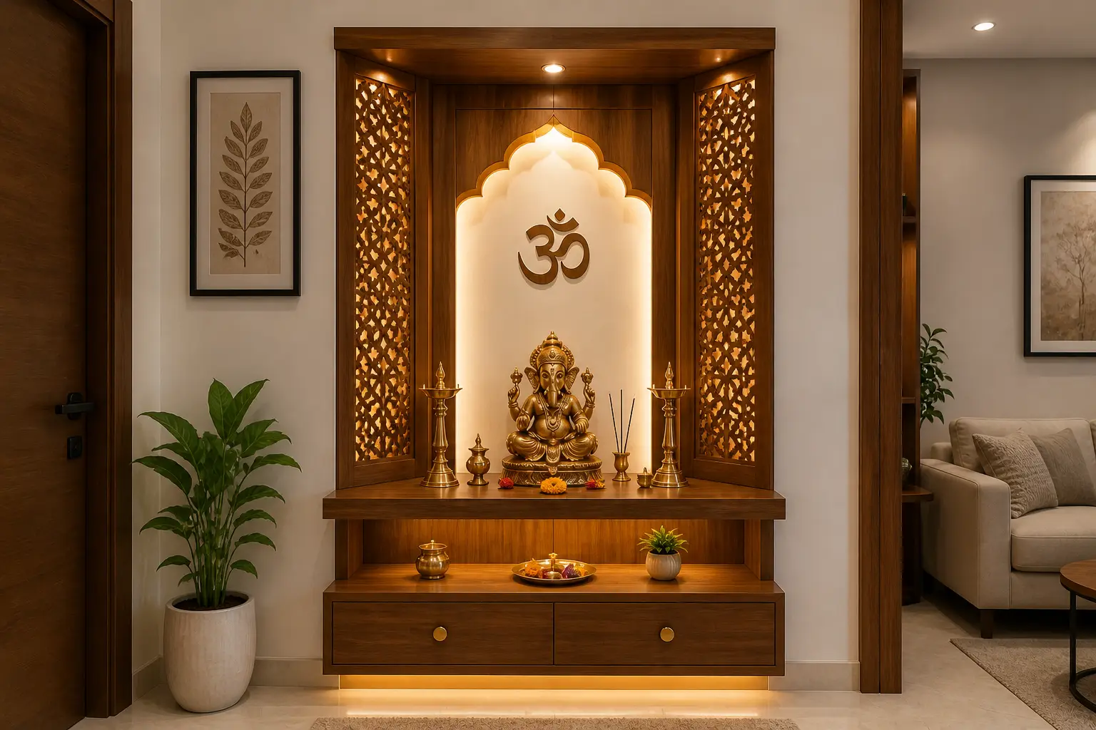 Wooden Mandir Design for Small Homes